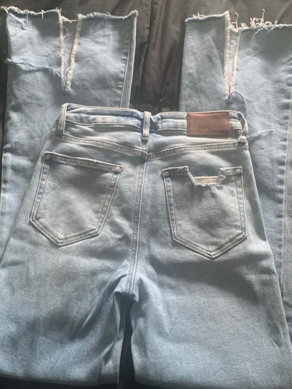 Hidden Los Angeles Womens High-rise Flare Leg Jeans Split Front Seam Size 26